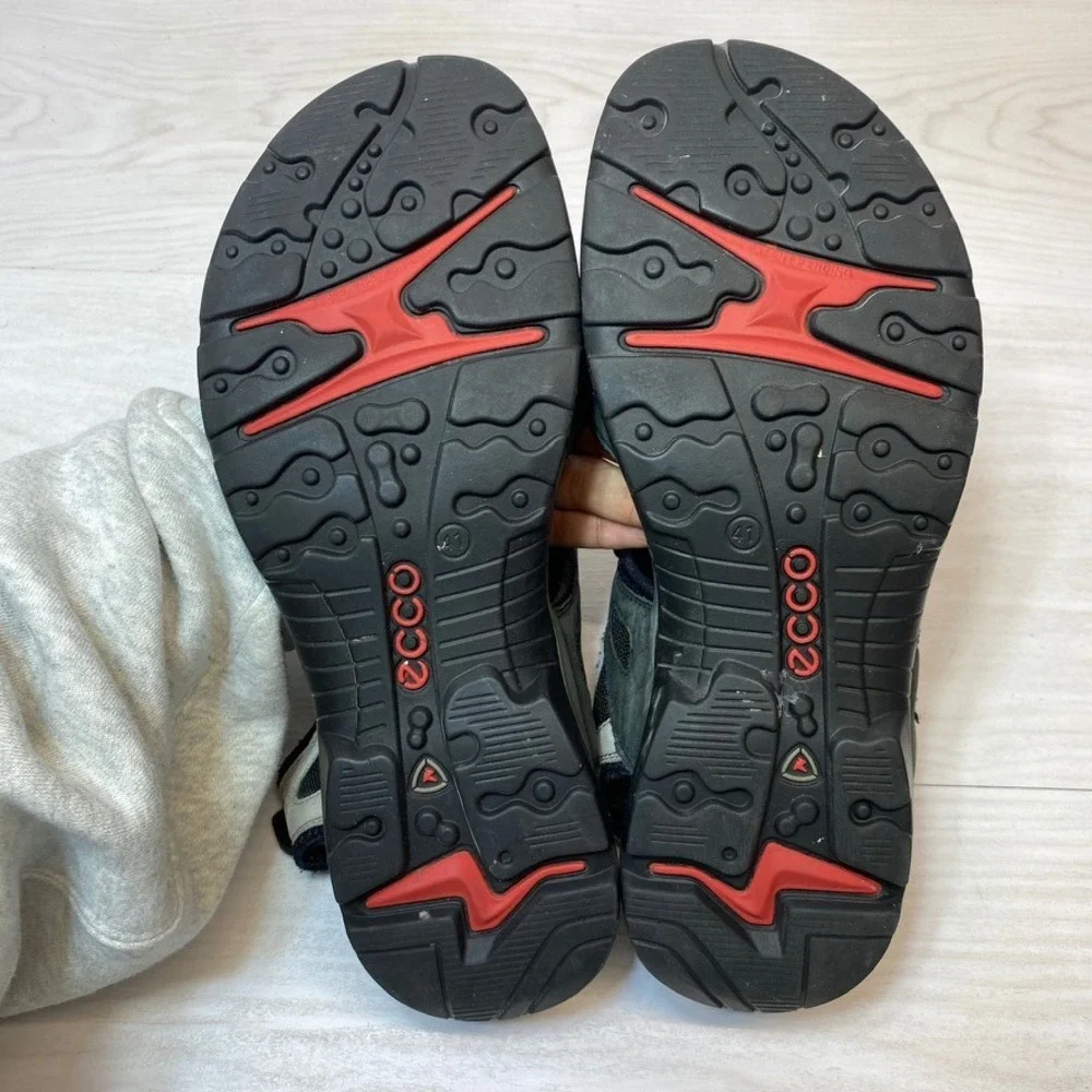 ECCO Womens 10 41 Sandals Receptor Hiking Black Leather Straps Walking Shoe